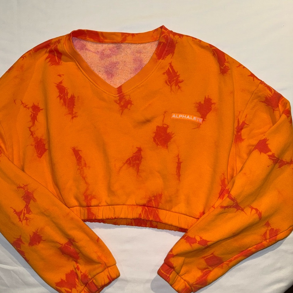 Alphalete Women's Vivid Orange Tie-Dye Sweatshirt